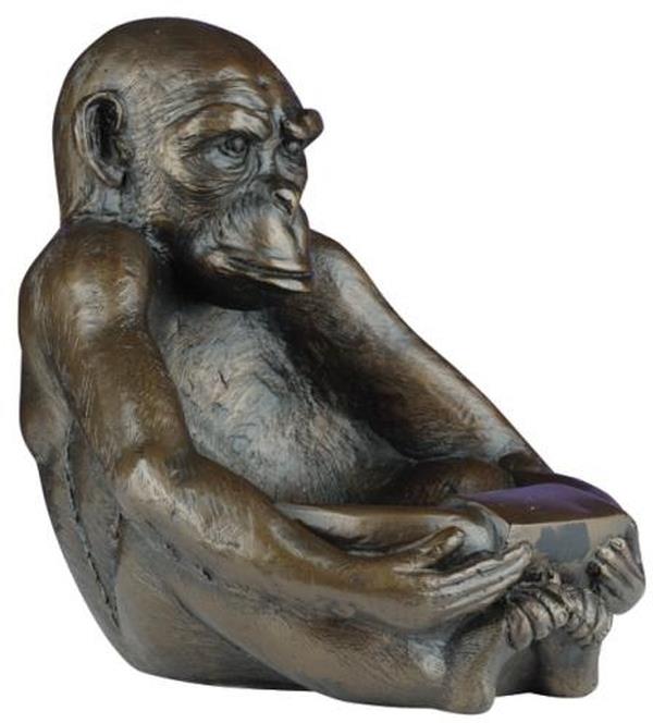 Monkey Bowl is a Traditional Style Bronze Color Resin Chimpanzee good Bowl.