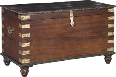 Nesting Decorative Wooden Storage Trunk Set of 2 Pu Suitcase Chest