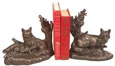 Bookends Bookend TRADITIONAL Lodge Fox Family Chocolate Brown Resin