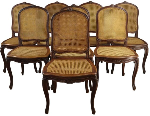Set of Six 19th Century French Louis XVI Cane Back Dining Chairs