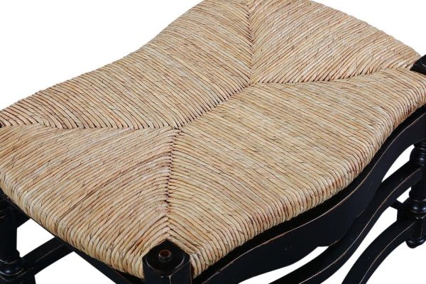 French Upholstered Natural Rattan Dining Chair, Country Farmhouse